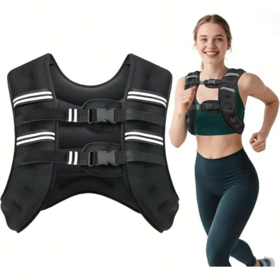 Chaleco con peso 5 kg - Neopreno con relleno de arena de hierro - Ajustable ergonómico con correas reforzadas - Ideal para entrenamiento funcional boxeo y running - negro - Ver 1