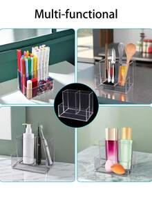 1pc Multi-Layer Transparent Makeup Organizer Box, Makeup Brush & Lipstick Holder, Multifunctional Desktop Storage Box, Empty Box, Pen Holder,Room Decor - Multicolor - View 5