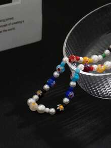 Bohemian Pearl, Red Agate, Crystal Necklace, Green Transparent Crystal, Natural Asymmetrical Gemstone Necklace, Turquoise Beaded Necklace For Men, Thanksgiving, Christmas, Holiday, Gift, Christmas, New Year, Valentine's Day - Multicolor - View 5