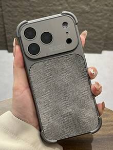 Ốp lưng điện thoại cao cấp bốn góc họa tiết denim chống sốc, tương thích với iPhone 17Pro Max 17Pro 17 16 15 14 13 Pro Max, bảo vệ mặt sau. - Xám - Xem 3