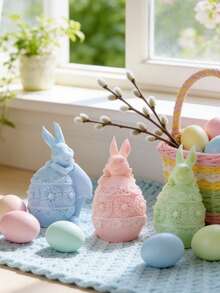 1pc Adorable Easter Egg Shell Rabbit Candle Silicone Mold - Reusable/Easy Demold For Candle/Resin, Easter/Valentine's/Spring Gifts - White - View 5