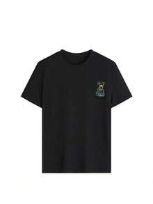 男童休闲沙滩主题图案T恤，设计时尚，适合儿童夏季穿着，青少年衬衫 - 黑色 - 查看 3