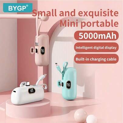 Mini Power Bank Charger For IPhone, Upgraded 5000mAh 20W PD Fast Charging Battery Pack, With LED Lighting And IPhone17/16/15/ 14/14 Plus/14 Pro Max/13/13 Pro Max/12/11/XR/8/7/6 Compatible Ultra Compact Mobile Power Bank, With A Convenient And Fast Stand, Can Be Used As A Phone Holder