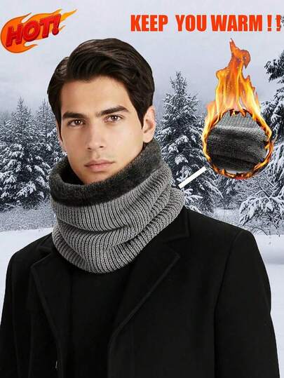 1pc Men's Simple & Convenient Knitted Neck Warmer, Soft, Stretchy, Warm And Comfortable, Suitable For Winter Daily Outdoor Activities And Hiking
