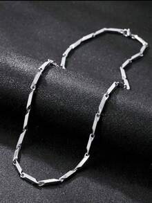 1条时尚简约不锈钢扁平蛇形链项链，男士日常配饰，珠宝礼品