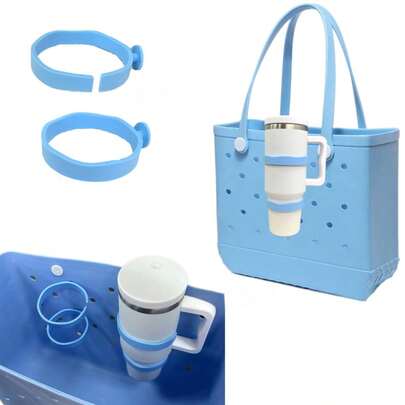 Cup Holder For  Compatible With Stanley 30 Oz 40 Oz, Drink Holder For  Rubber Beach Tote, Water Bottle Holder Attachment For XL Medium Small Bog Bag