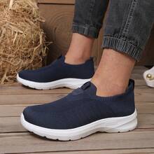 Nuevos Zapatos Deportivos Transpirables de Malla Elástica Suave, Zapatos de Caminar Casuales, Zapatos Deportivos Ligeros de Punto  Sin Cordones - YH81-Gris - Ver 10