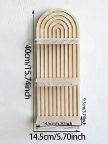 1pc Boho Wave Pattern Wooden Wall Frame, Rainbow Arch Wooden Hanging Storage Rack, Farmhouse Style Hanging Plant Shelf, Multi-Functional Wall Mounted Bookshelf And Display Rack, Easy To Install, Versatile Home Decor For All Seasons, Perfect Gift For Back-To-School Rainbow Decor - Can Be Used To Display Candles, Decorations, Books, Suitable For Bedroom, Living Room, Entryway (Color And Style Random) - Apricot - View 7