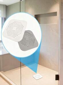 3个装硅胶方形地漏毛发收集器，吸盘式设计，防止淋浴房堵塞，适用于浴室、浴缸、厨房等地漏，浴室配件，家居装饰，返校季，秋季 - 彩色 - 查看 7