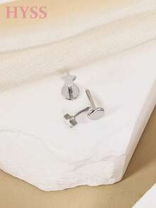 一对 316L 钛钢无螺纹耳钉，20G 耳钉，男女通用，平底耳骨耳钉，耳廓耳钉，耳屏耳钉，美杜莎耳钉，6mm 耳针 - 無螺紋插針耳釘 - 查看 11