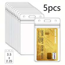 5 Transparent Heavy Duty Vertical ID Card Holders With Waterproof Zipper Plastic Badge Holders, Suitable For Office And School Document Protectors - 5pcs - View 7
