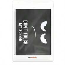 kwmobile Funda Compatible con Monitor de 27-28" - Protector 3en1 para Monitor Teclado y ratón - Don't Touch my Screen - blanconegro - Ver 7