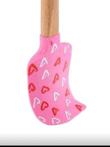 1pc Valentine's Day Themed Silicone Spatula Heat-Resistant With Wooden Handle For Baking, Butter & Jam Mixing - Multicolor - View 7