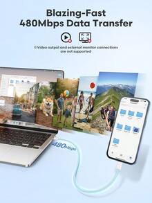 USB-C 转 USB-C 充电线，3 条装，60W，3.3/6.6 英尺编织 USB 转 Type-C 快速充电线，兼容 Apple 17/16/16 Pro/16 Pro Max、15/15 Pro Max、iPad、Pixel、Galaxy S25 - 彩色 - 查看 6