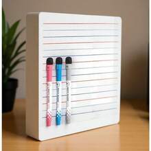Tablero de Borrado en Seco de Doble Cara con 3 Bolígrafos Base de Agua Pizarra Blanca Magnética de 2 Caras Pizarrón Blanco para Plumon Pizarrón Blanco Pequeño Blanca Rayada de Borrado en Seco - Blanco - Ver 1