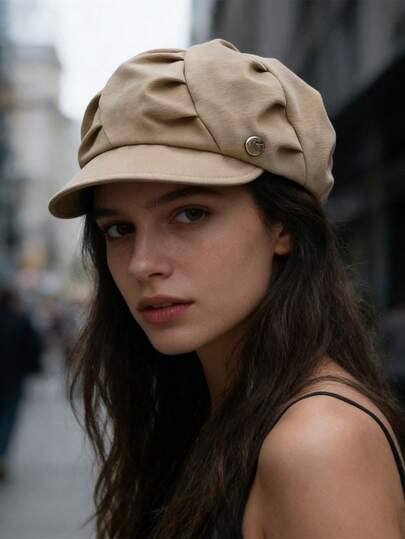 1PC New Women's Soft Warm Beret, Cute Stylish Face-Slimming Beret For Large Head Circumference, High Crown Versatile Hat For Autumn & Winter Campus, Dating, Commuting & Shopping