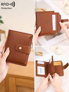 Ví nữ CHARM INFINITE nhỏ gọn, chống RFID, chất liệu da PU mềm mại, kiểu gập đôi, có ngăn đựng thẻ, ngăn đựng tiền xu và 4 ngăn đựng thẻ ID, đa chức năng và tối giản, kiểu gập ba ngắn cho nữ, ví mini, ví cầm tay, ví dễ thương, đồ dùng dễ thương - Nhiều màu - Xem 11
