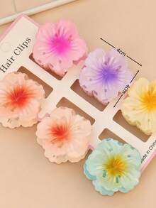6pcs Halloween Flower Print Party ABS Plastic (ABS Resin) 6pcs Flower Print Party ABS Plastic (ABS Resin) 6pcs 4CM Colorful Small Chrysanthemum Hair Clips Flower Claws Side Clips Half Clips Occipital Hair Claw - Multicolor - View 5
