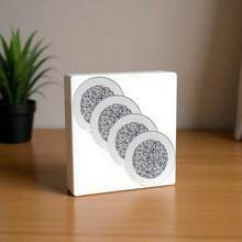 ZJchao Juego de Posavasos de Cristal con Espejo Tapete para Tazas Trituradas Decoración de Mesa Comedor Bar Cocina 4x4 Pulgadas Silver - Plateado - Ver 1
