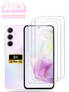 3片装高清屏幕保护膜，适用于三星Galaxy S20 FE/S21 FE/A02/A02S/A03/A23/A24/A25/A31/A72/S24 FE/A06/A06/A36/A56/A26/A17/A07系列，防刮花、防水、防尘、防指纹 - 無色 - 查看 48