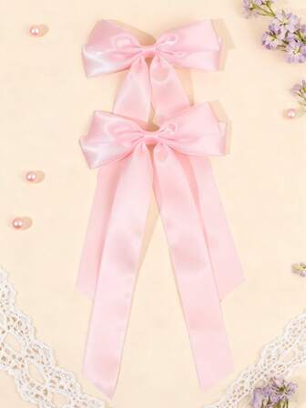 2 piezas Lazos de pelo rosa para niñas Elegantes clips de pelo con cinta unicolor Pinzas de cocodrilo Regalos dulces para niñas Pasadores de pelo Clips Accesorios de pelo casuales para bodas Accesorios de pelo para adolescentes