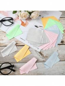 10/100片装超细纤维清洁布，多种颜色可选，适用于眼镜、相机、珠宝、智能手机等，柔软厚实，无异味，多用途。 - 彩色 - 查看 10