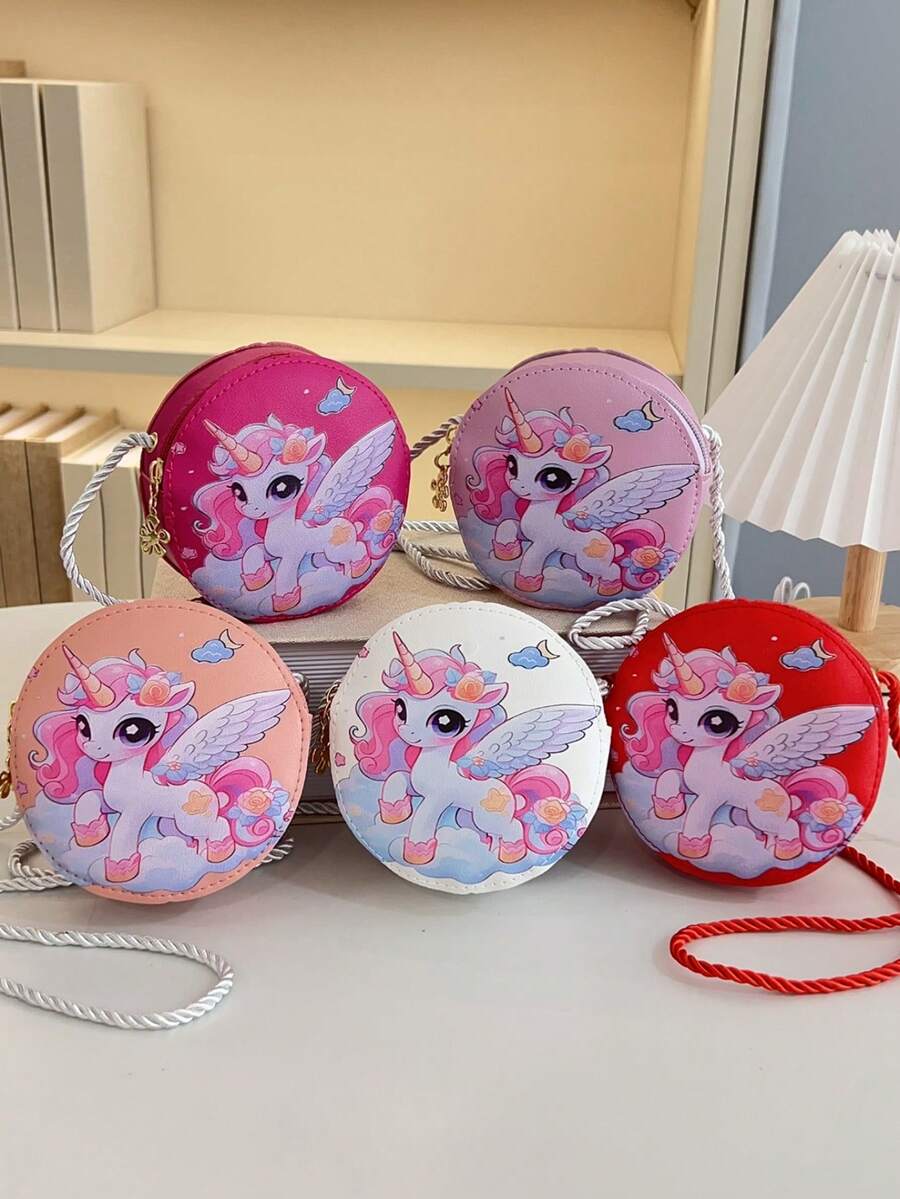1pc Young Girl PU Leather Zipper Closure Cute Unicorn Mini Crossbody Bag, Suitable For Daily Use - Unicorn - View 1