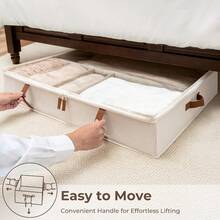 CYPNStorageWorks Organizador de Zapatos para bajo la Cama para Armario Juego de 2 Contenedores de Tela Ultraresistente con Base Sólida y Divisores Ajustables Capacidad para 24 Pares Color BeigeFashion - Beis - Ver 4