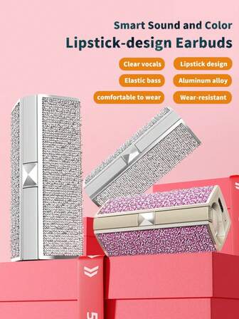 sinbeda 2025 Nuevo Diamante Brillante, Diseño inspirado en Lápiz Labial Auriculares inalámbricos estéreo con cancelación activa de ruido - Compatible con Bluetooth, Larga duración de la batería. Cómodo para uso prolongado para llamadas, música y deportes, un regalo ideal para novia, esposa o hermana en festivales y aniversarios. Aleación de aluminio, se adapta a computadora portátil, tableta; compatible con Android e iOS.