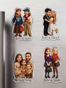 Customized Cartoon Acrylic Family Photo Magnet, Personalized Fridge Sticker, Photo Gift For Wedding Engagement Birthday And Anniversary, Couple Gift, Unique Gift - C-cartoon Fridge Magnets - View 4