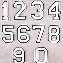 1pc Large White Embroidered 0-9 Number Clothing Patch, Number Badge Applique For DIY Clothing, Jackets, Coats, Ironing Patch - Apricot - View 2