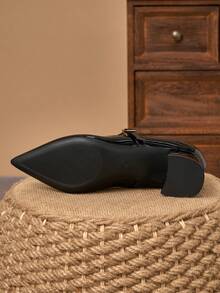 MonaNise Retro Mary Jane Pumps, Pointed Toe Slip-On Casual Shoes, Versatile High-End Comfortable Shoes For Travel, Shopping, Outdoor, Coffee Color - 黑色 - 查看 7