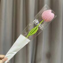 1 unidad de flores de tulipán de ganchillo, flores artificiales tejidas, tulipanes hechos a mano, regalo de boda para invitados, decoración del hogar, regalo de San Valentín - A - Ver 12