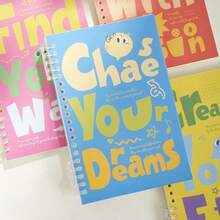 1pc A5 Loose Leaf Binder Notebook, Transparent Cover With Plastic Ring, 60 Sheets 120 Pages Lined Paper, Removable Refillable Study Notebook For School, Stationery Essentials - Multicolor - View 2