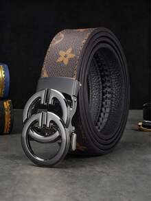 1pc Men's Letter Alloy Automatic Buckle Belt. This Belt Is A High-End Choice Carefully Selected By Men, Combining Business Style And Fashion. Durable, 120cm Length, Suitable For Daily Wear And Gatherings. This Jeans Belt Is An Ideal Gift For Boyfriends, Fathers And Friends. - Multicolor - View 4