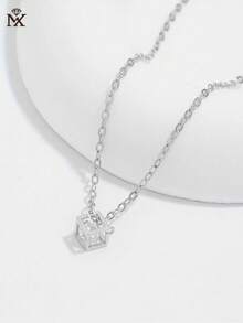 SYMFNY 1pc 925 Sterling Silver Minimalist Cubic Zirconia Pendant Bracelet