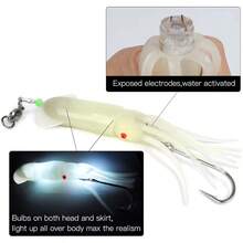 Dr.Fish - Señuelos de Pesca LED de Agua Salada de 6 Pulgadas señuelos de Calamar fletán de atún señuelos de salmón Luces de caída Profundas Luces de caída Profundas - AzulyRojo2Piezas - Ver 6