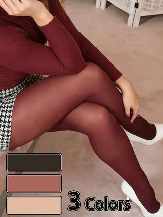 1 par vintage vinröda transparenta strumpbyxor för kvinnor, flerfärgade leggings, Obs: (Ultratunna)