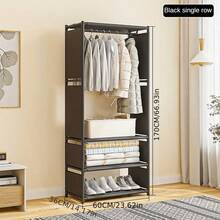 1pc Multi-Tier Metal Storage Rack, Sturdy Construction, Durable, Layered Design For High Capacity Storage, Shelves For Folded Clothes & Bedding, Hanging Rod For Coats & Shirts, Versatile Storage Solution, Flexible Placement To Save Space, High Capacity Wardrobe - Multicolor - View 10