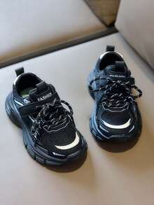 1双男女通用透气网面平底运动鞋，软底防滑休闲步行鞋，时尚百搭学生跑步鞋，适合春秋季穿着 - 黑色 - 查看 5