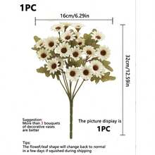 3/5 Packs Of 21pcs Artificial Daisy Flower Bouquet, Valentine's Day Gift Set, Wedding Decor, Bridal Bouquet, Wrist Corsage, Boutonniere, Home, Restaurant, Bedroom, Vase, DIY Birthday Party, Cake, New Year, Photography Props, Graduation Gift, Autumn Decor - White - View 3