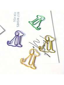 20pcs Colorful Animal Shaped Paper Clips, Random Mix Of Cute Dog Designs, Creative Fun Binder Clips