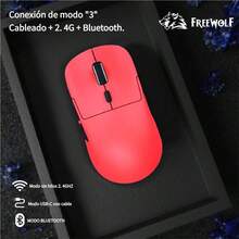Free wolf A6 Mouse Gamer Mouse Inalámbrico con Bluetooth/2.4G/USB-C hasta 24000 dpi Ratón Gamer Recargable para Windows  Rojo - Rojo - Ver 2