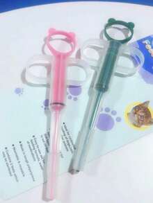 1pc Random Color Pet Medication Dispenser, Pet Pill Syringe, Soft Tip Dual-Use Medication Feeder, Pill Injector, Dual Needle Feeding Distributor Tool, Suitable For Pets, Kittens, Dogs, Pet Accessories - Multicolor - View 5