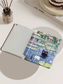 Oil Painting Cat Protective Case Compatible With IPad Air 4/5 10.9 Inch, IPad 7/8/9th 10.2 Inch, With Built-In Pencil Slot,Supports Automatic Sleep/Wake Lid,Compatible With Samsung Tab S6 10.4 Inch, Tab A9 11 Inch, Kindle Paperwhite 12th Gen 2024,Ins Style Leather Case, Valentine's Day, New Year Gift - Multicolor - View 6
