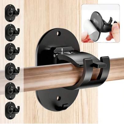 2/4个免钻孔窗帘杆支架，升级版自粘式窗帘杆支架，时尚家居装饰挂钩，通用免钉可调节窗帘杆挂钩，适用于浴室、卧室、客厅、厨房，无需钻孔安装，简约支架，现代设计，粘胶安装，轻巧支架，壁挂式窗帘杆，情人节装饰礼物