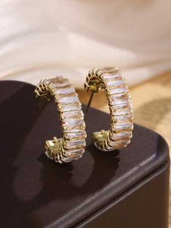 rakol 1 Paar Luxus Cubic Zirkonia Dekor Kreolen für Frauen als Geschenk