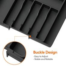Expandable Kitchen Utensil Drawer Organizer - Adjustable Cutlery And Silverware Rack With Knife Storage, Durable Plastic Scraper And Small Tool Organizer, Space Saving Design For Knives, Spoons, Forks, Spatulas, Whisks And More, Kitchen Drawer Organi - 灰色 - 查看 5