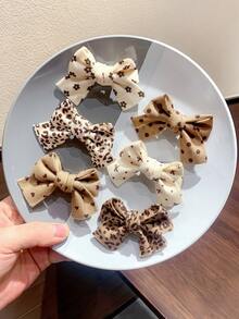 8 chiếc kẹp tóc bằng vải màu be và cà phê ngẫu nhiên, họa tiết chấm bi, nơ, da báo 3D, hoa trái tim, phụ kiện tóc kiểu Pháp thanh lịch dành cho bé gái, phù hợp cho sử dụng hàng ngày và dự tiệc. - Nhiều màu - Xem 6