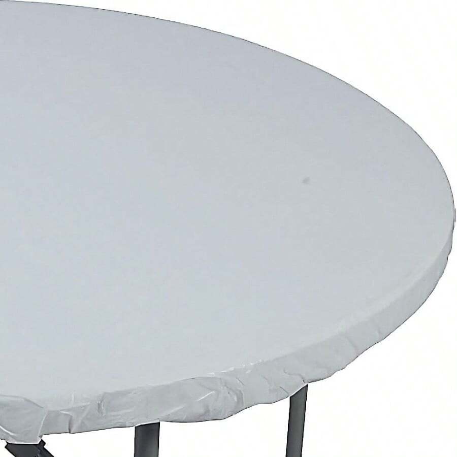 Conjunto de mesa y sillas plegables cubierta de mesa de plástico Stay Put redonda 60-Inch color blanco - blanco - Ver 1